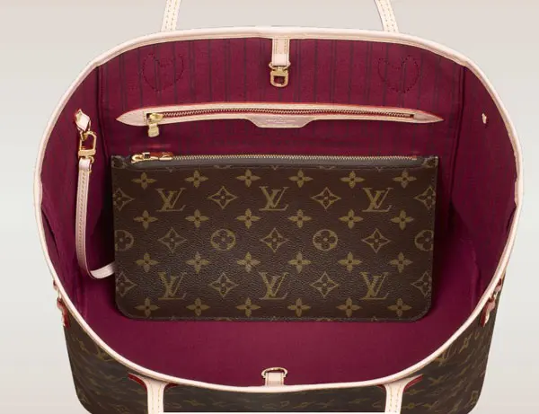 2014 new monogram neverfull mm red with pochette m40996 6