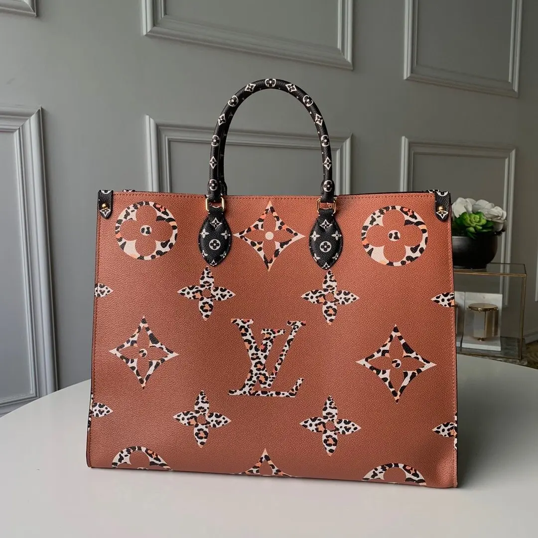 2019 monogram motif onthego tote bag brown m44675 brown 3
