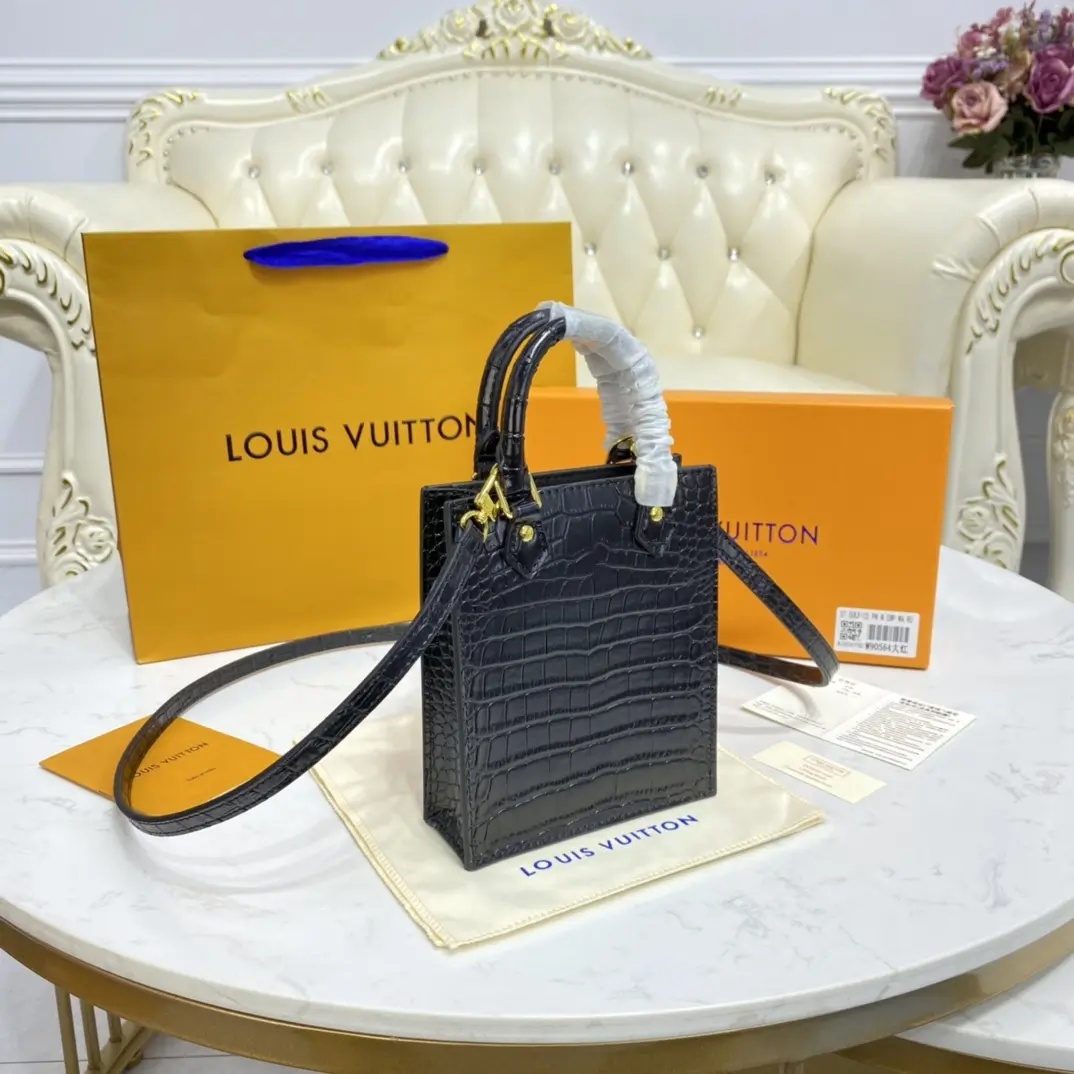 brilliant alligator leather petit sac plat bag black n99487 black 5