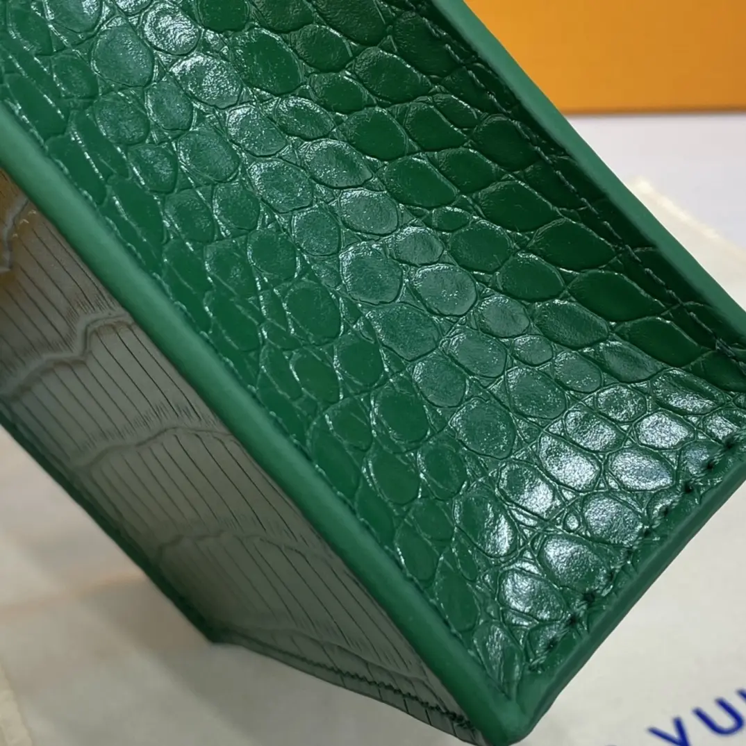 brilliant alligator leather petit sac plat bag green n99487 green 6