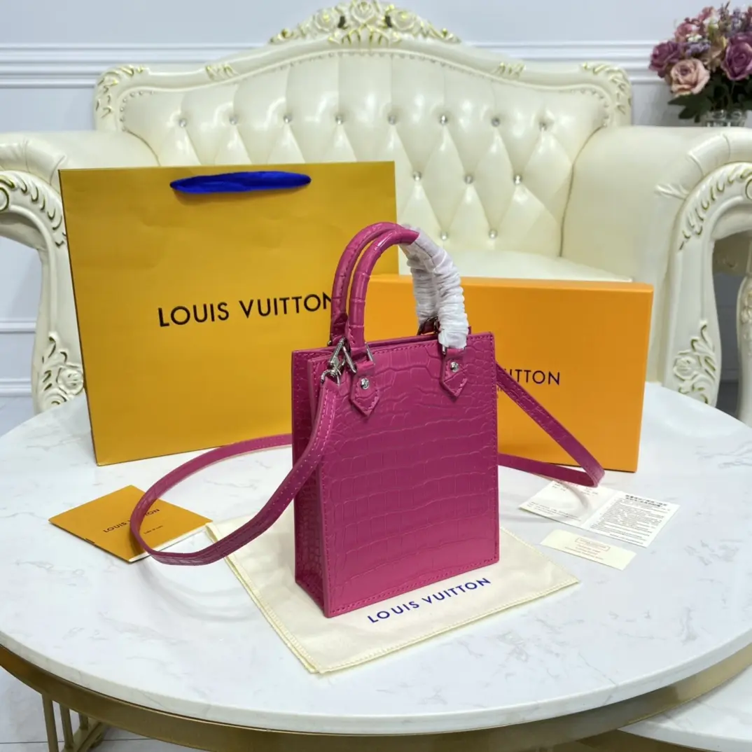 brilliant alligator leather petit sac plat bag pink n99487 pink 4