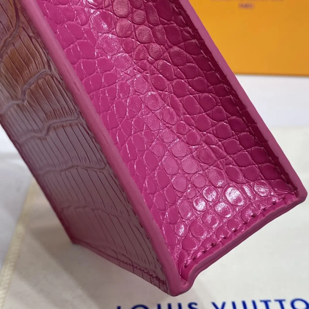 brilliant alligator leather petit sac plat bag pink n99487 pink 5