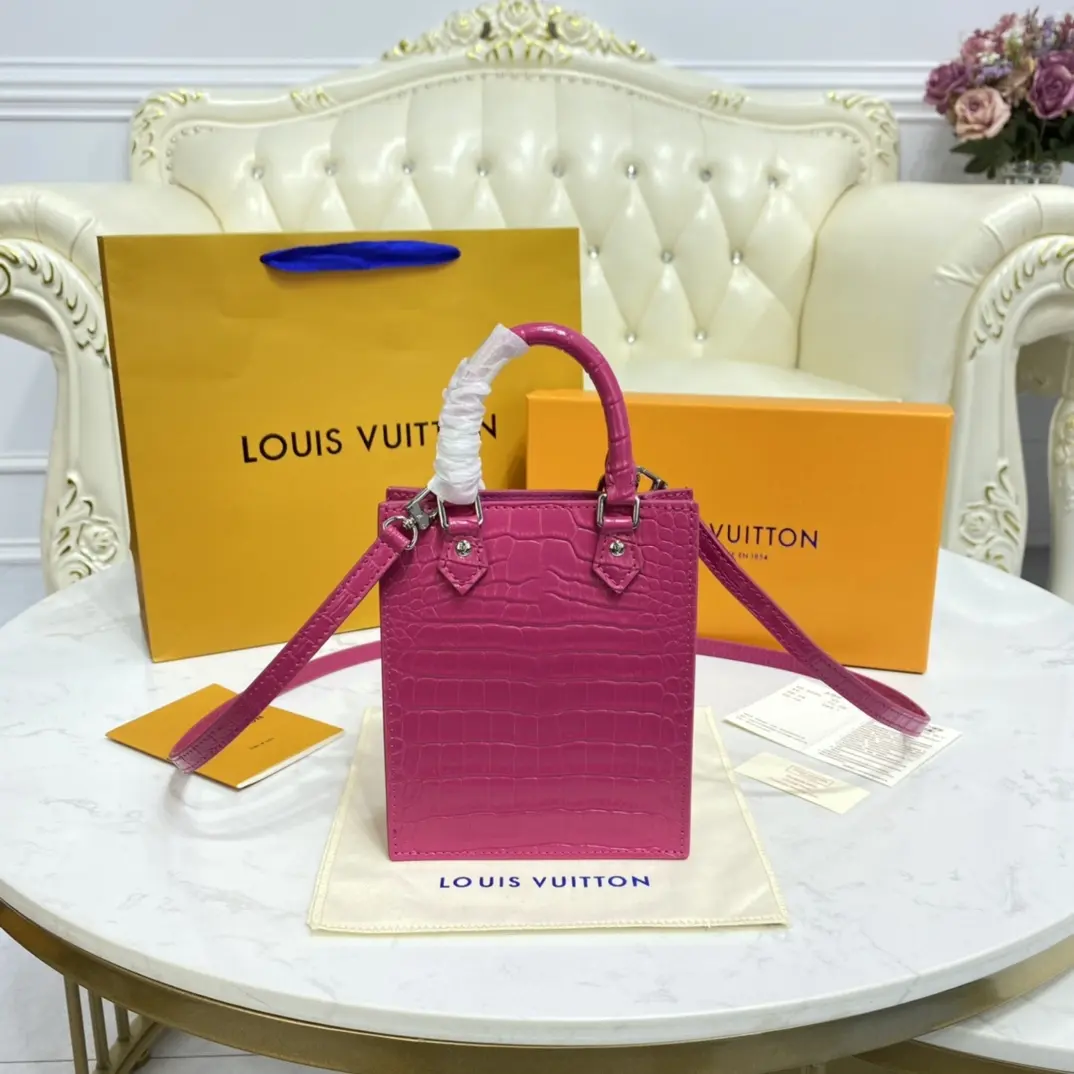 brilliant alligator leather petit sac plat bag pink n99487 pink 6