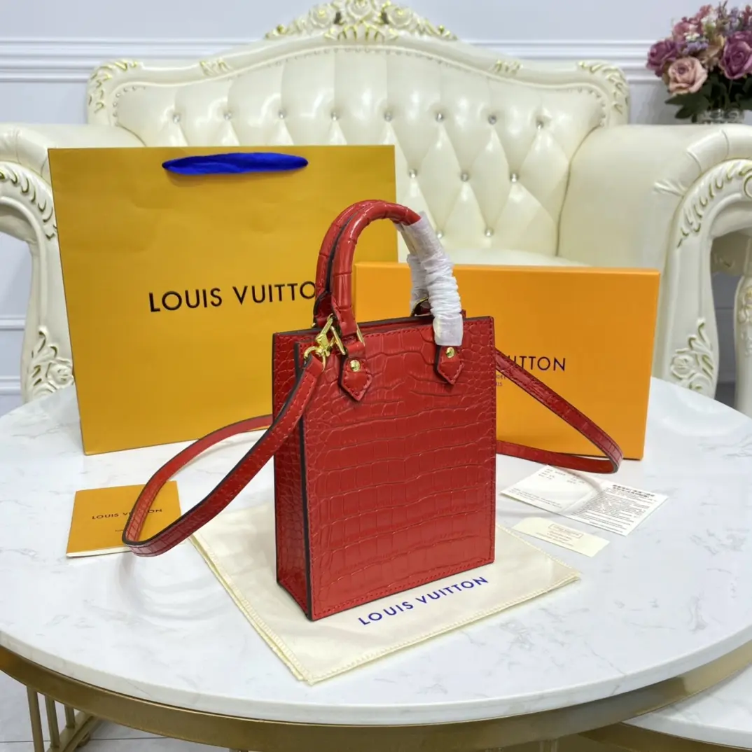 brilliant alligator leather petit sac plat bag red n99487 red 2