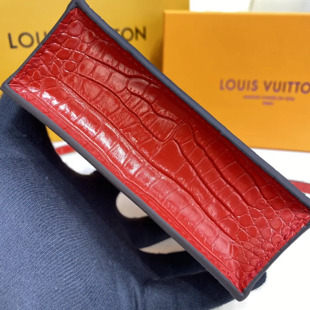 brilliant alligator leather petit sac plat bag red n99487 red 3