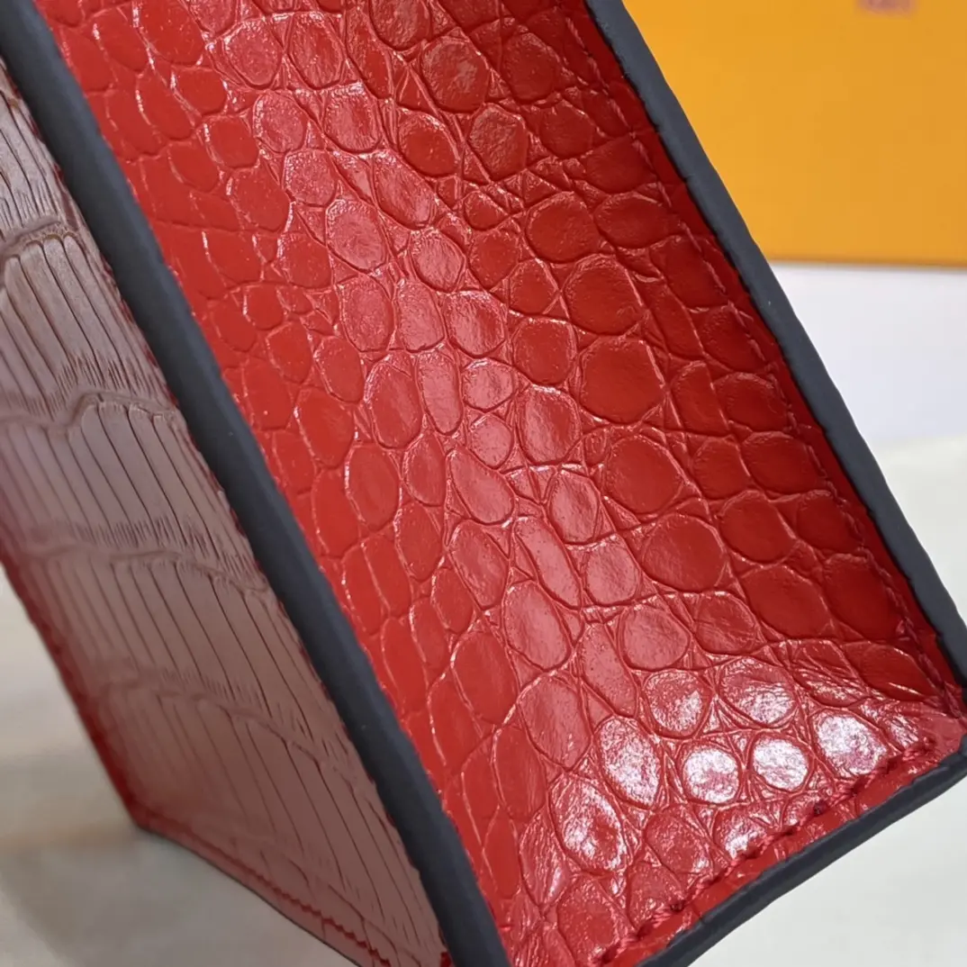 brilliant alligator leather petit sac plat bag red n99487 red 4