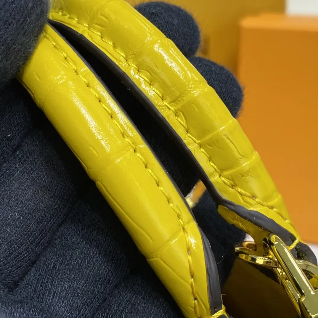 brilliant alligator leather petit sac plat bag yellow n99487 yellow 2