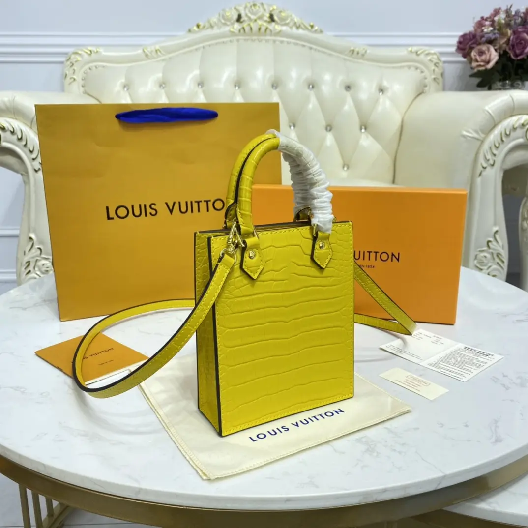 brilliant alligator leather petit sac plat bag yellow n99487 yellow 3