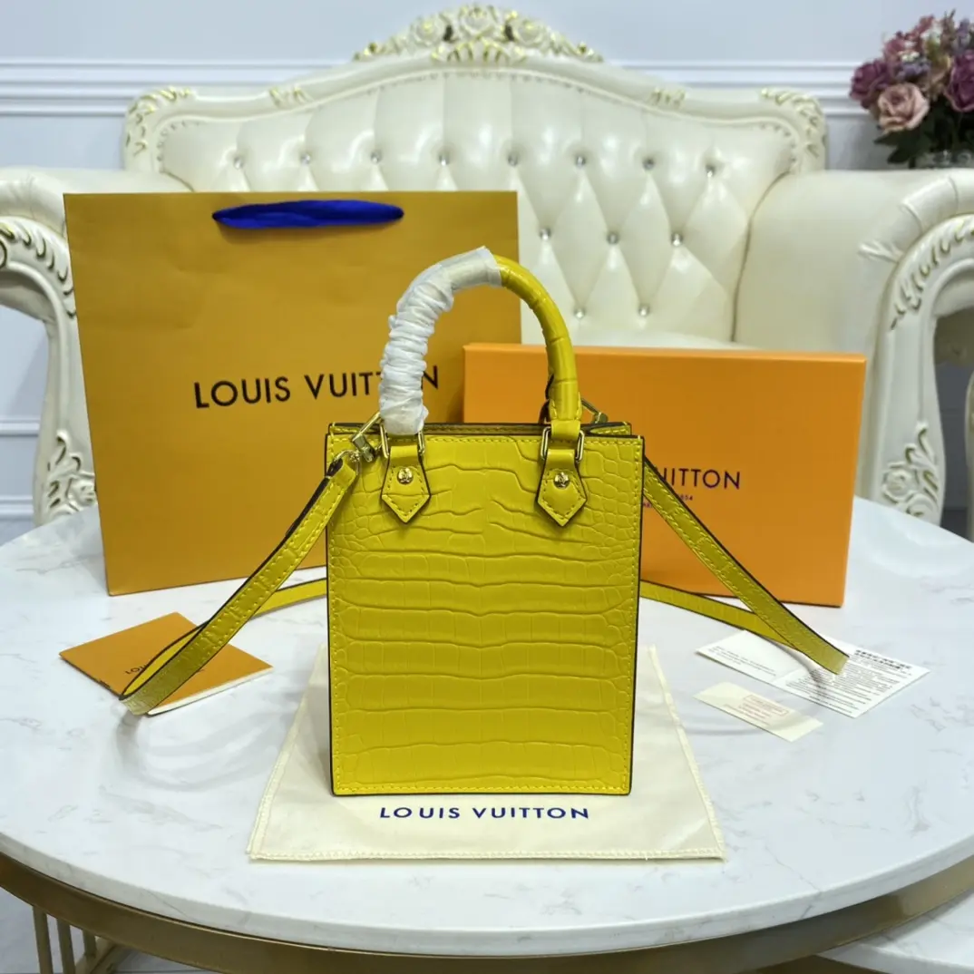 brilliant alligator leather petit sac plat bag yellow n99487 yellow 4