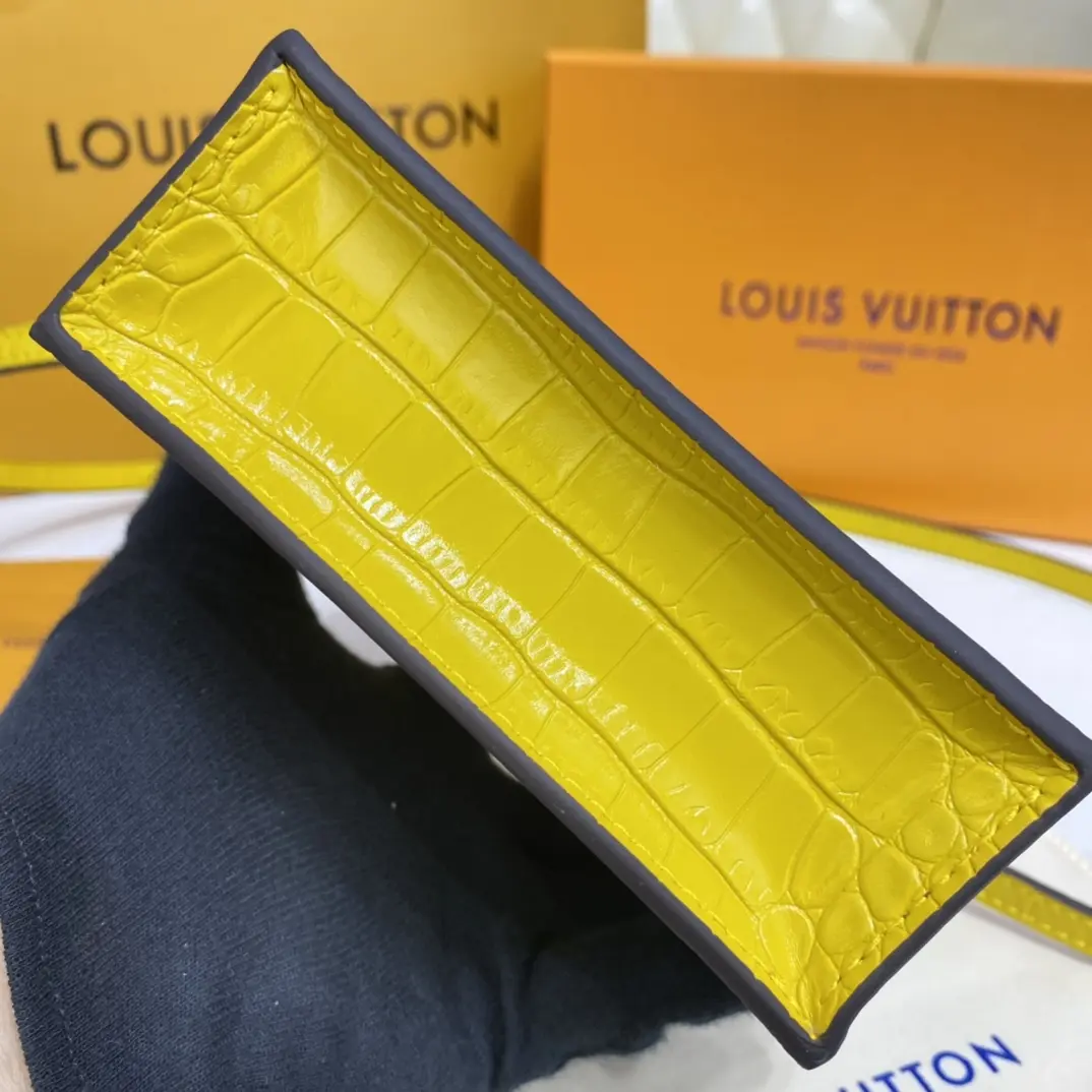 brilliant alligator leather petit sac plat bag yellow n99487 yellow 5