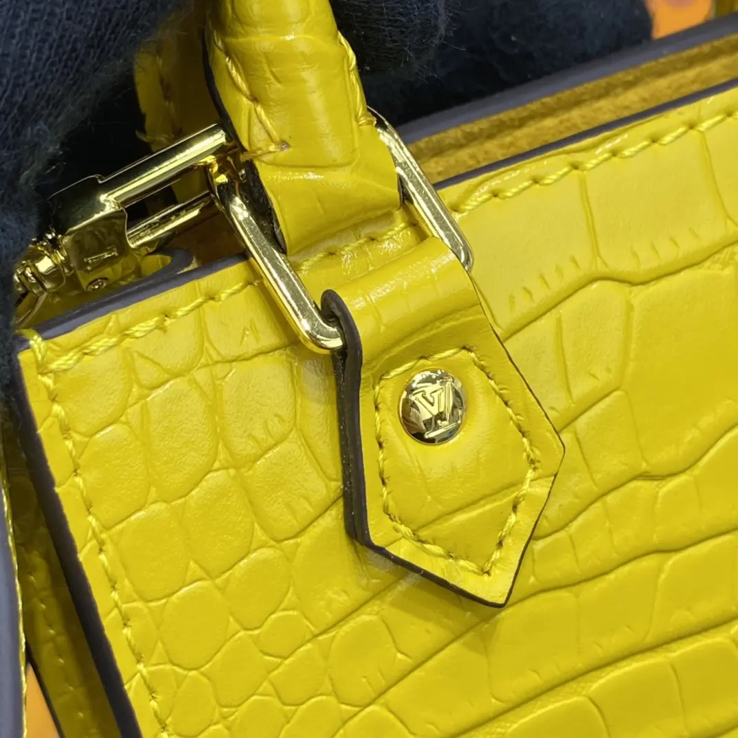 brilliant alligator leather petit sac plat bag yellow n99487 yellow 6