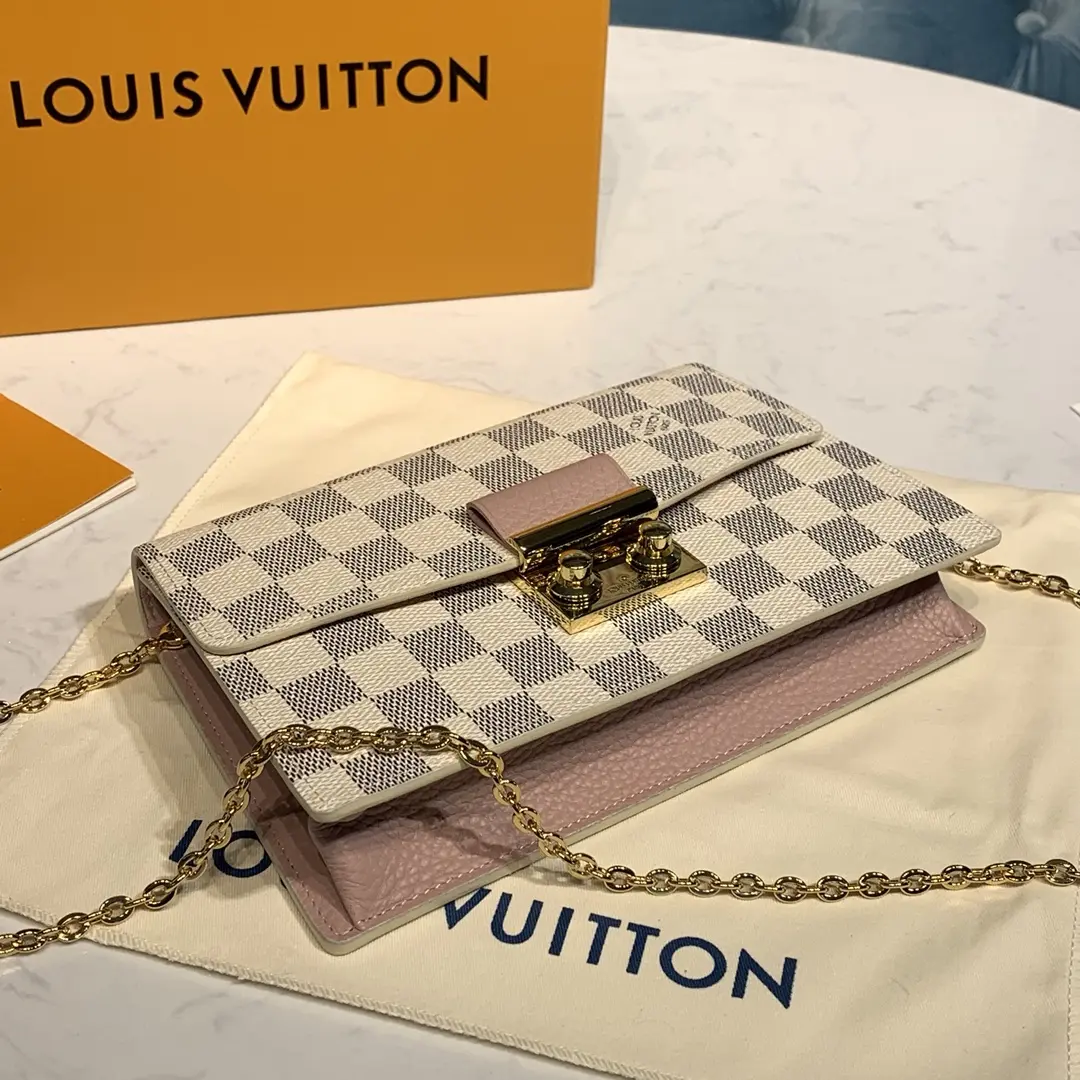 damier azur croisette chain wallet rose n60357 11