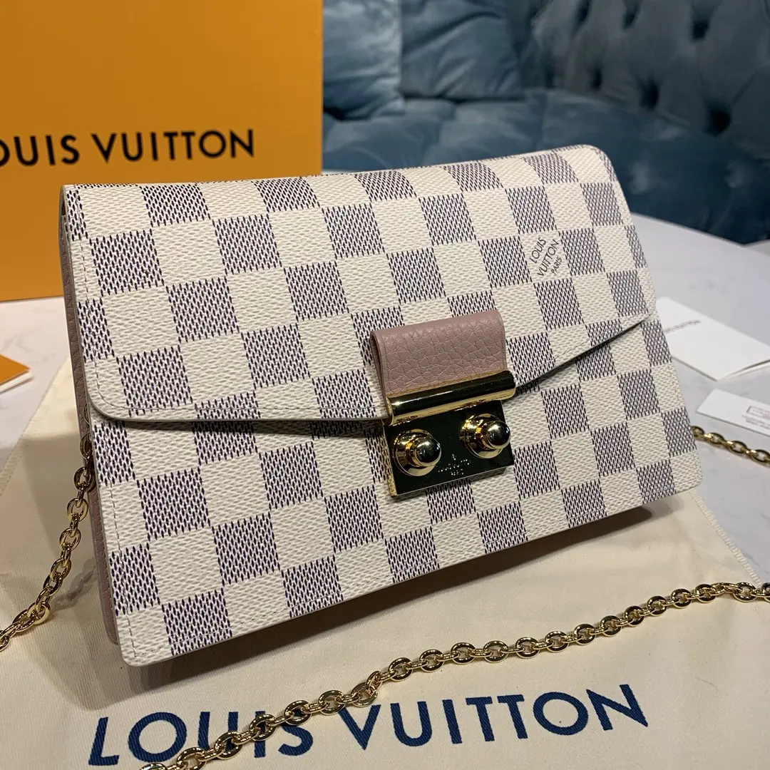 damier azur croisette chain wallet rose n60357 4