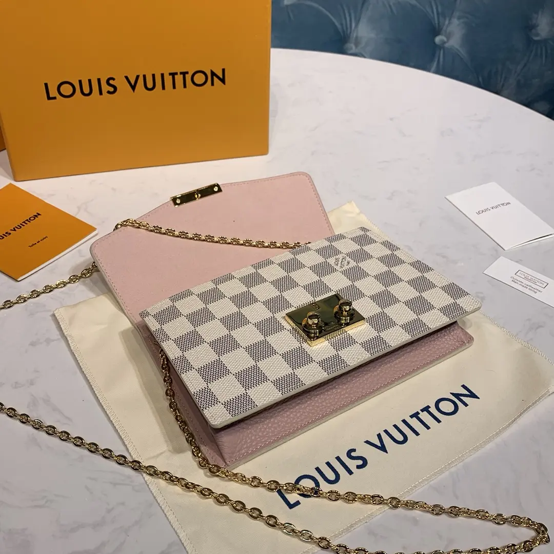 damier azur croisette chain wallet rose n60357 7