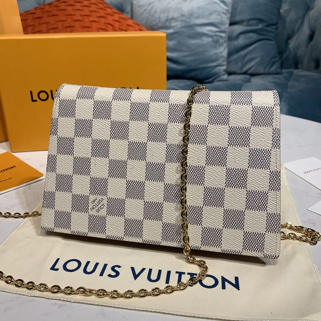 damier azur croisette chain wallet rose n60357 8