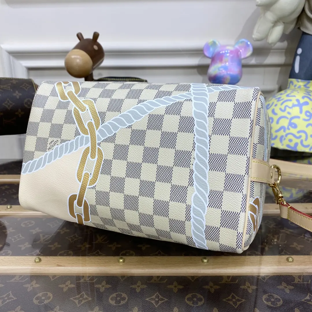 damier azur speedy bandouliere 25 n40473 4