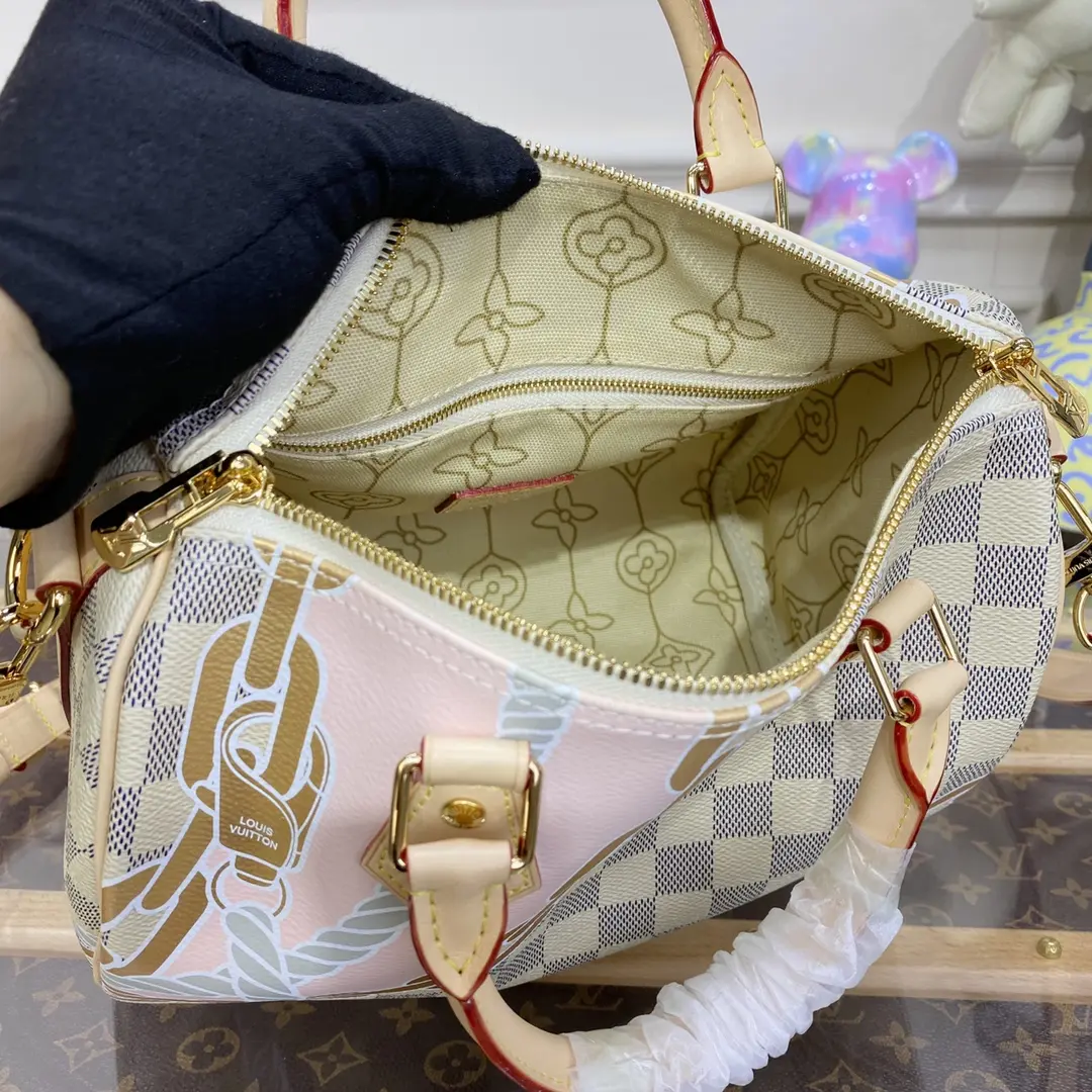 damier azur speedy bandouliere 25 n40473 5