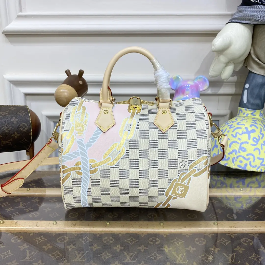 damier azur speedy bandouliere 25 n40473 6