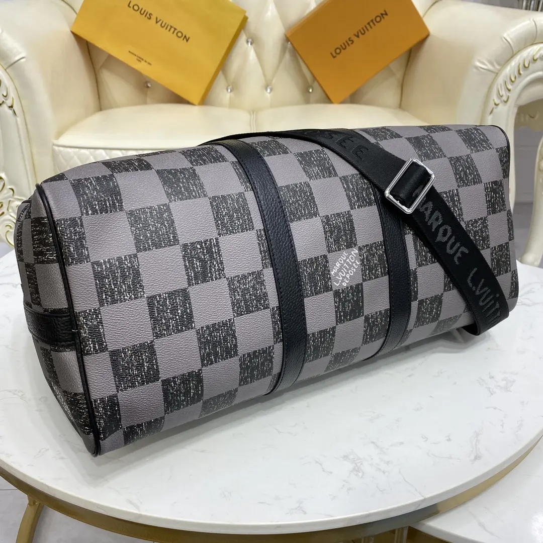 damier checkerboard keepall bandouliere 45 bag black n80404 black 5