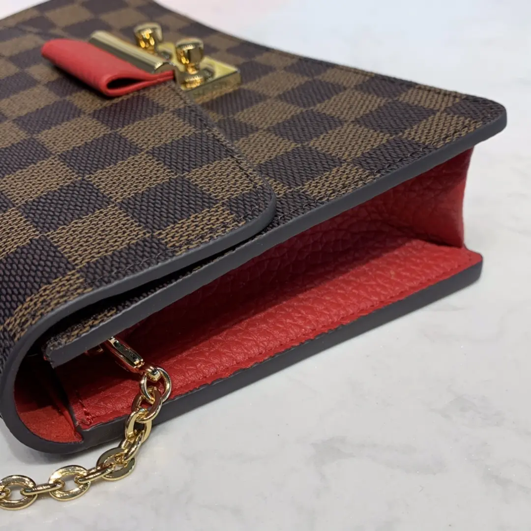 damier ebene croisette chain wallet red n60288 2