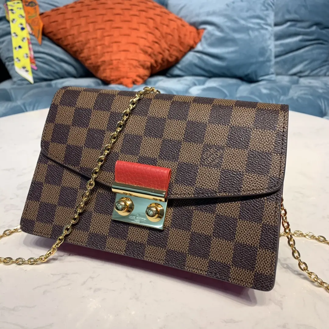 damier ebene croisette chain wallet red n60288 4