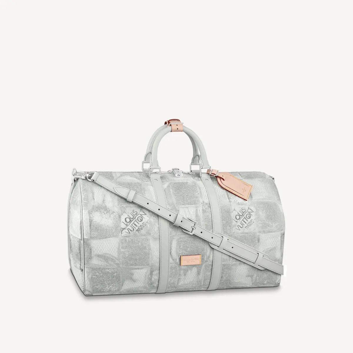 damier salt canvas keepall bandouliere 50 stone gray n50069 1