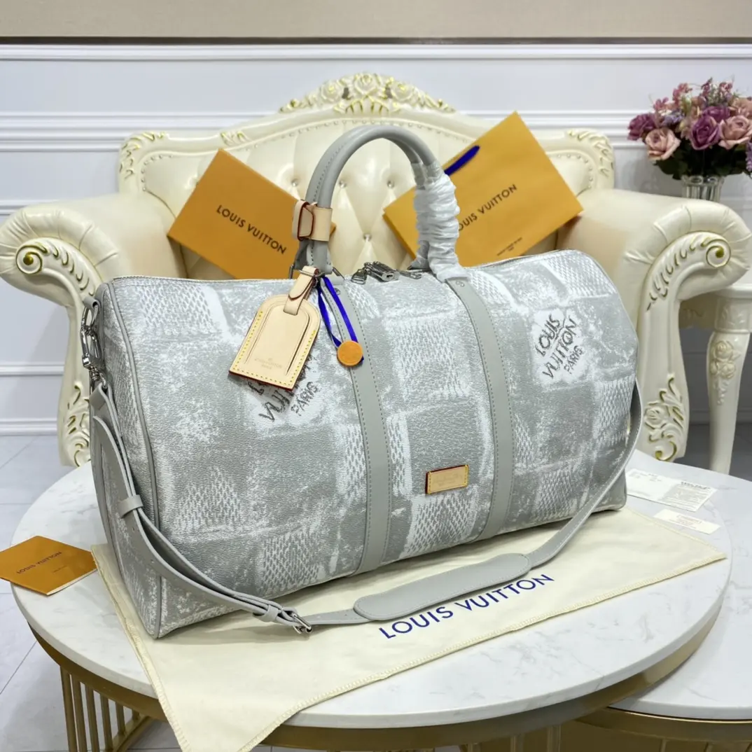 damier salt canvas keepall bandouliere 50 stone gray n50069 4