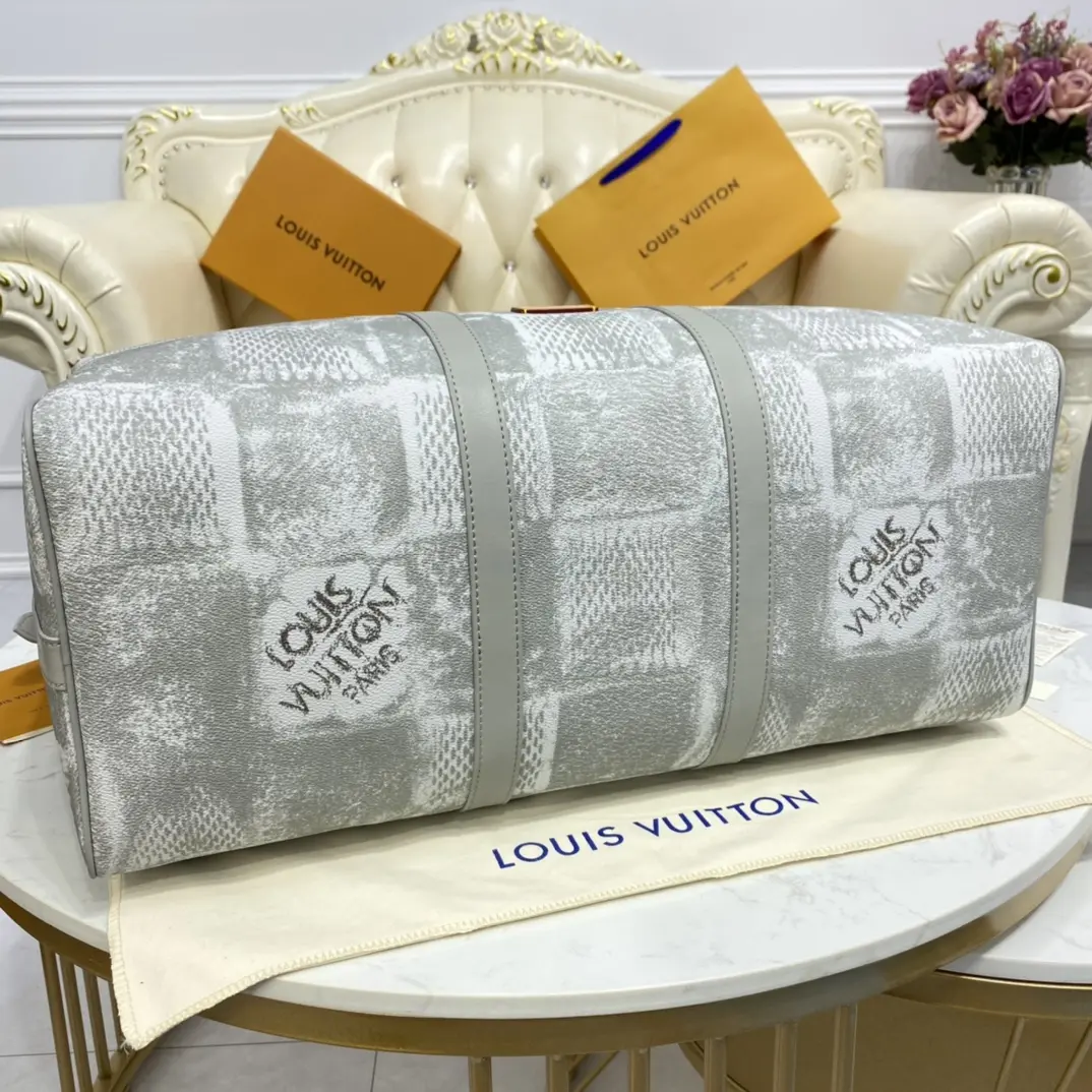 damier salt canvas keepall bandouliere 50 stone gray n50069 6