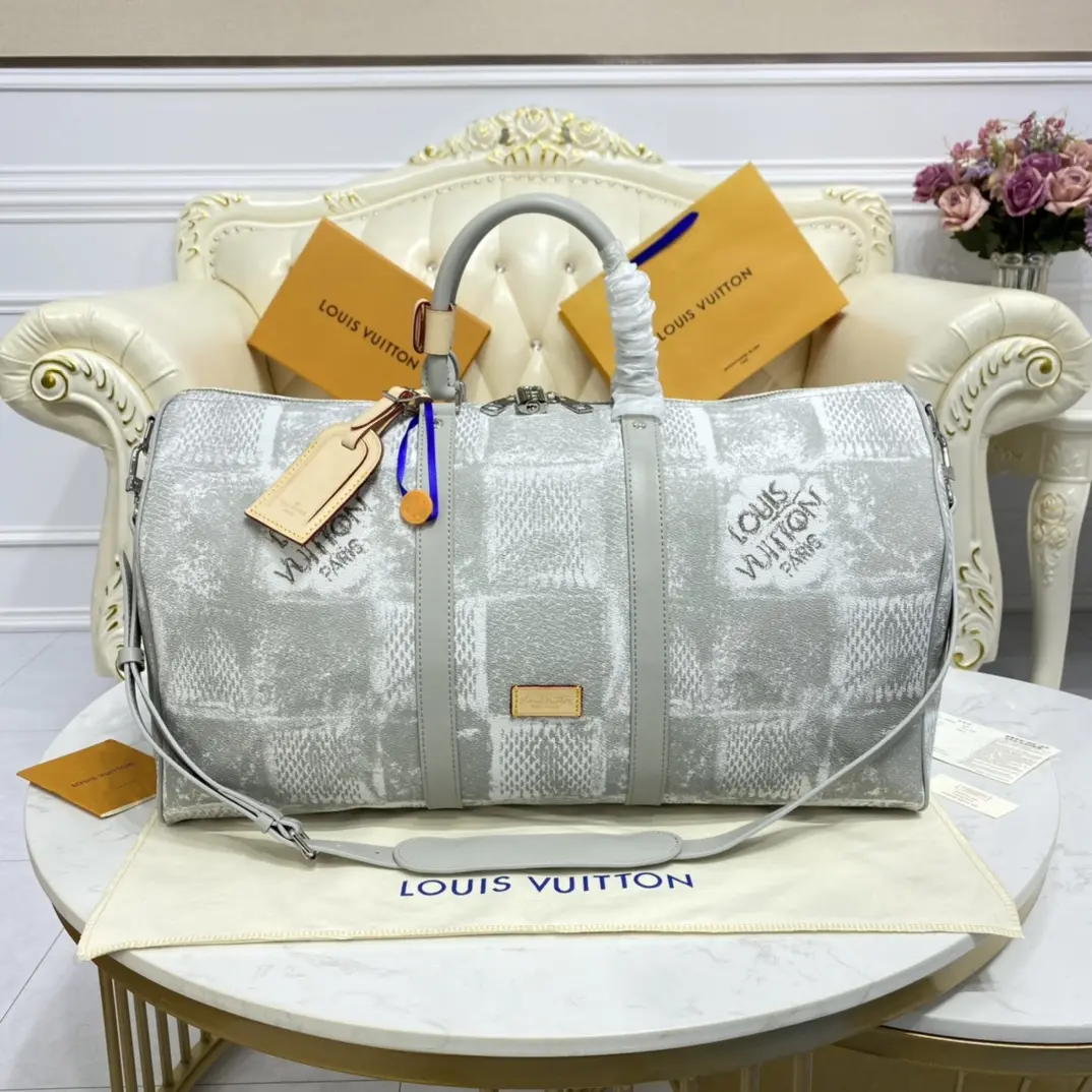 damier salt canvas keepall bandouliere 50 stone gray n50069 8
