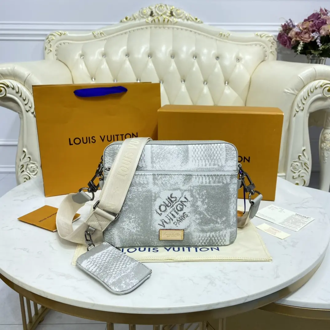 damier salt canvas trio messenger stone gray n50068 11 damier salt canvas trio messenger stone gray n50068 11