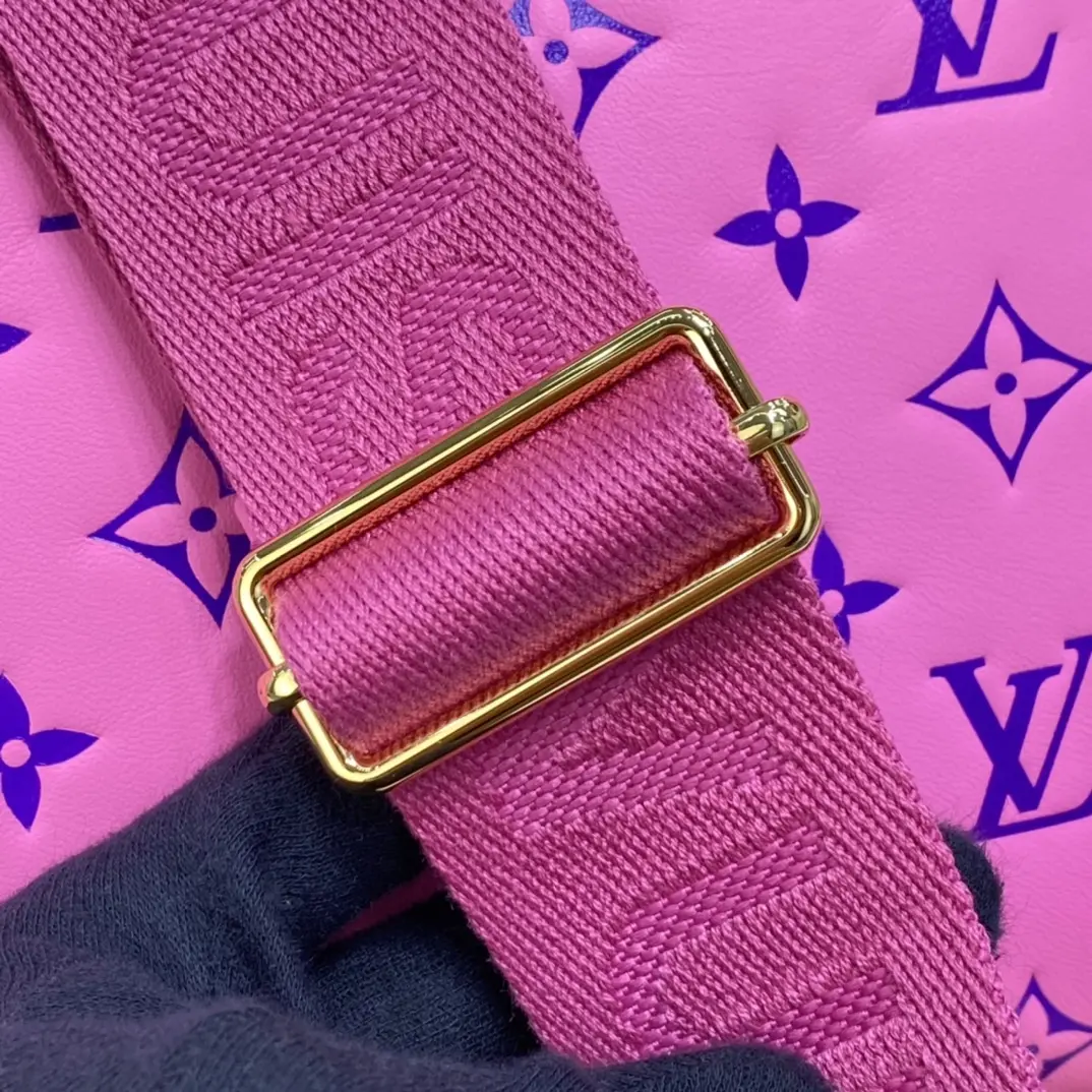 embossed lambskin coussin pm pink purple m58628 6