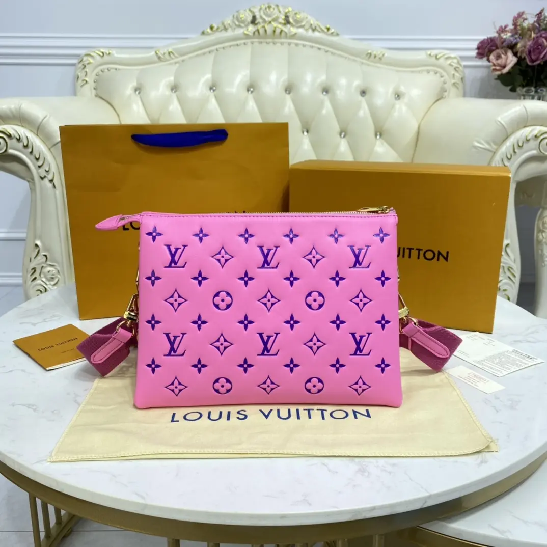 embossed lambskin coussin pm pink purple m58628 8