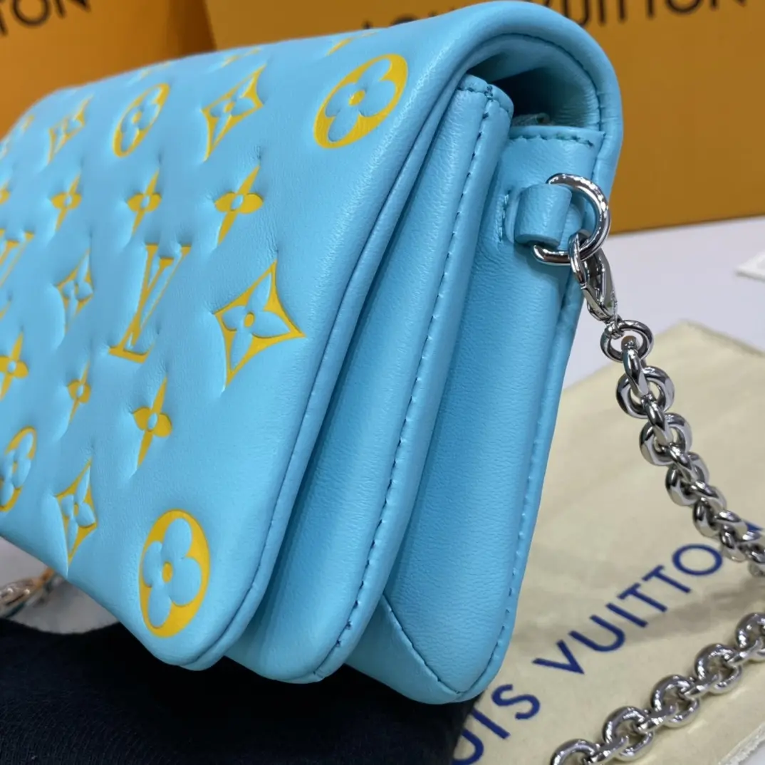 embossed lambskin pochette coussin mint green yellow m80744 10