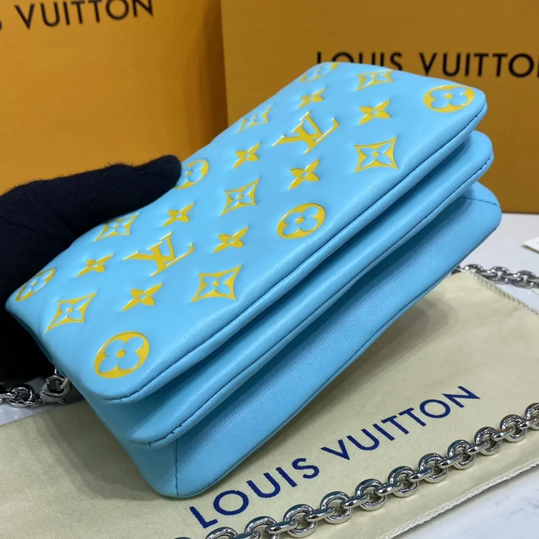 embossed lambskin pochette coussin mint green yellow m80744 7