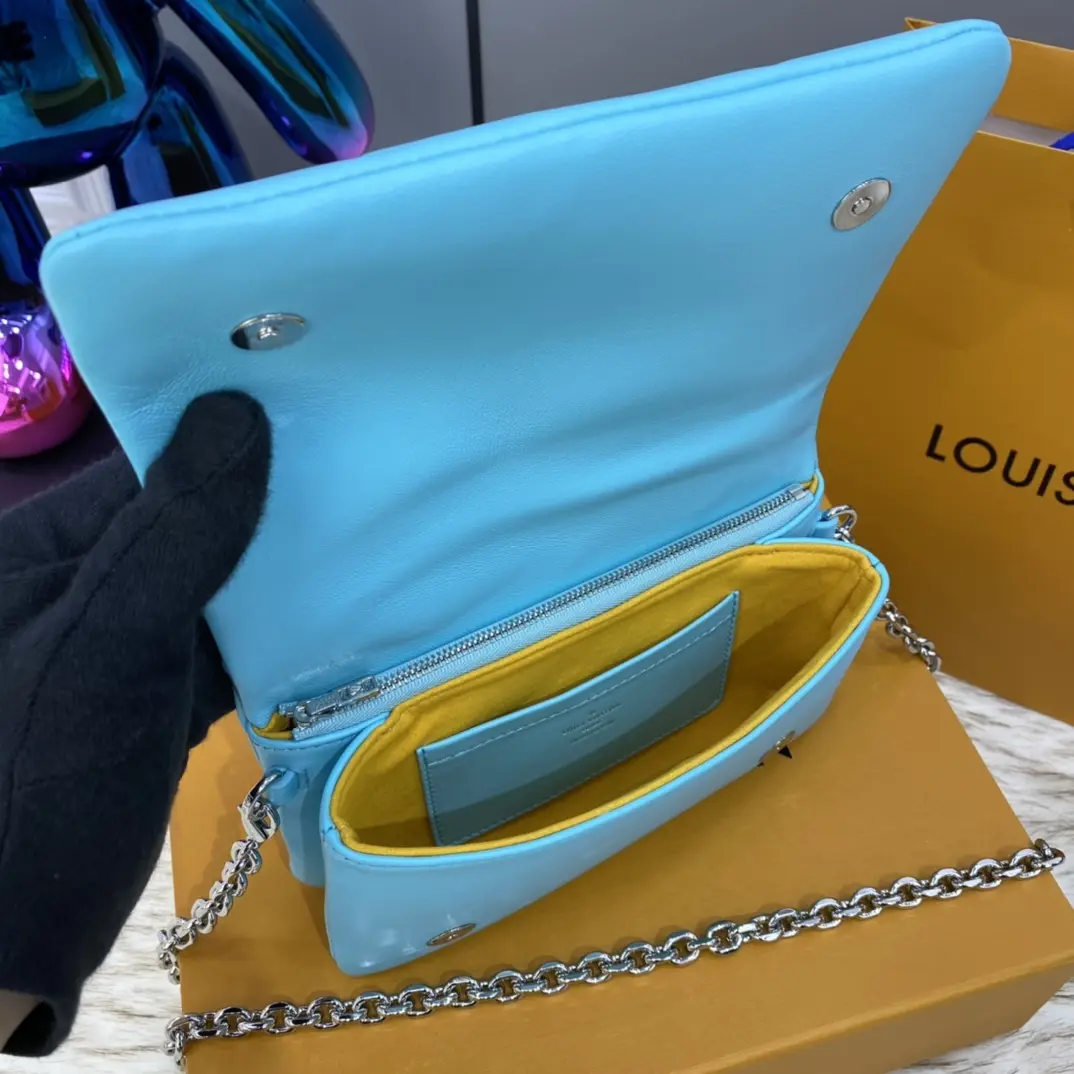 embossed lambskin pochette coussin mint green yellow m80744 8