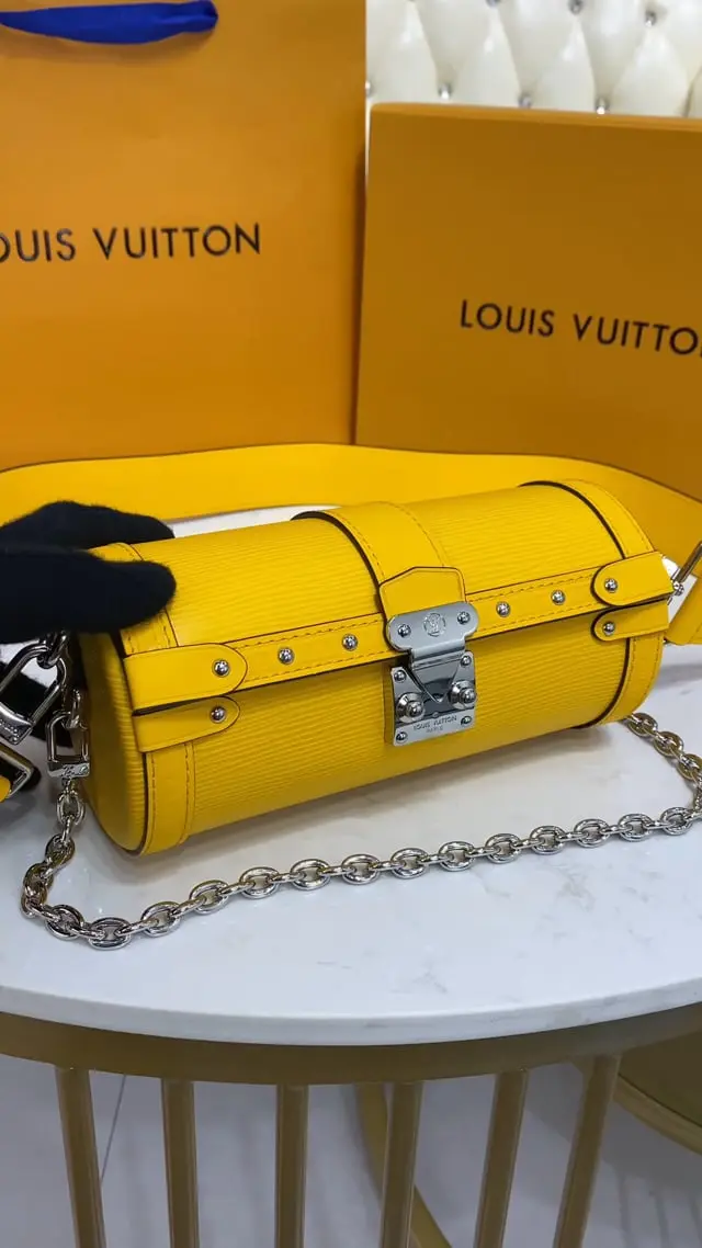 epi papillon trunk handbag yellow m58647 4