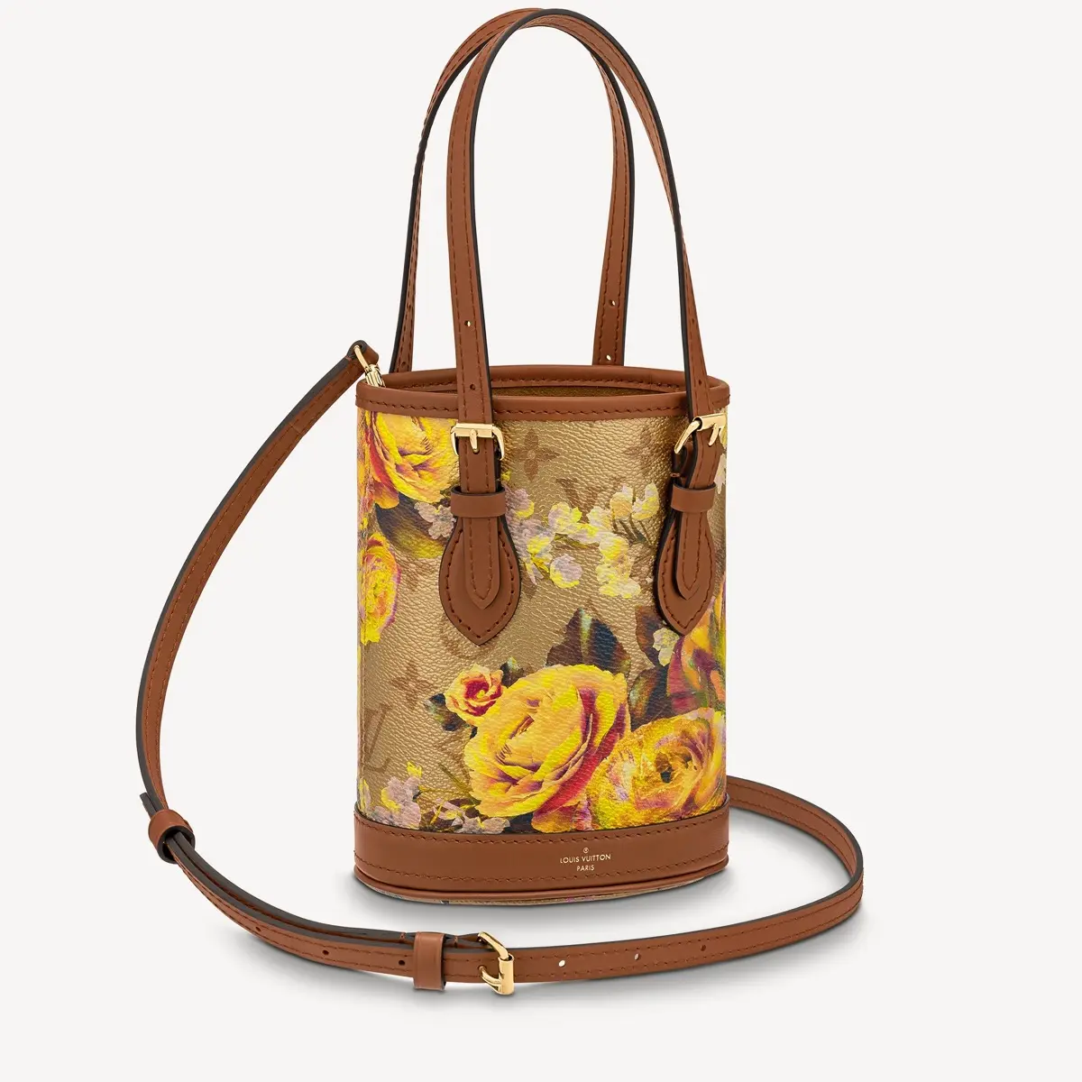 flower patterned canvas nano bucket bag m81724 1