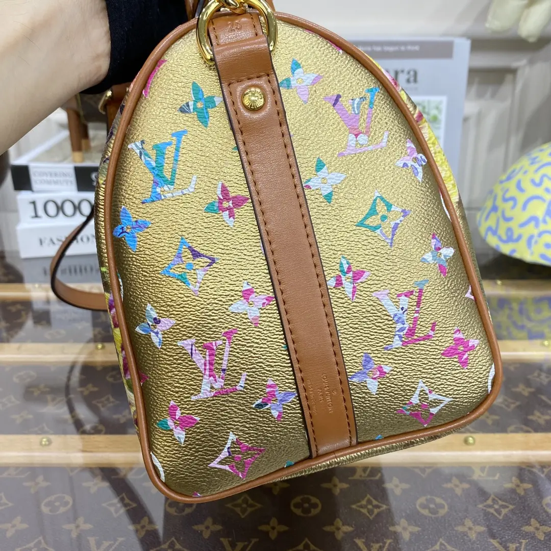 flower patterned canvas speedy bandouliere 25 bag m21317 3 flower patterned canvas speedy bandouliere 25 bag m21317 3