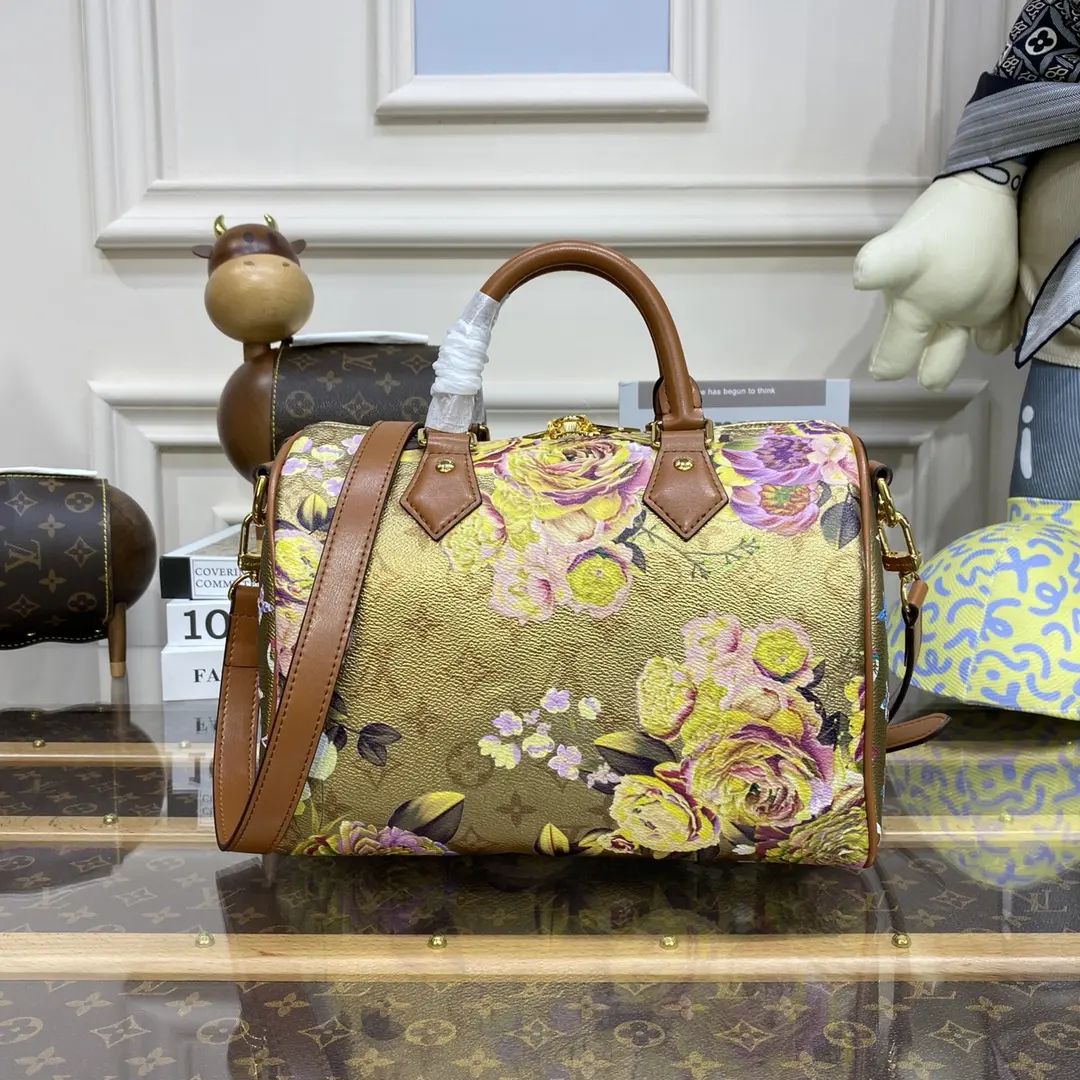 flower patterned canvas speedy bandouliere 25 bag m21317 7 flower patterned canvas speedy bandouliere 25 bag m21317 7