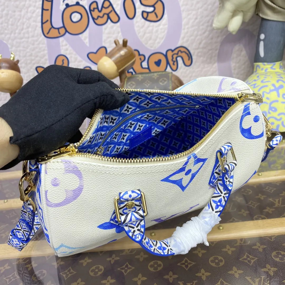 giant monogram speedy bandouliere 25 blue m22987 blue 2