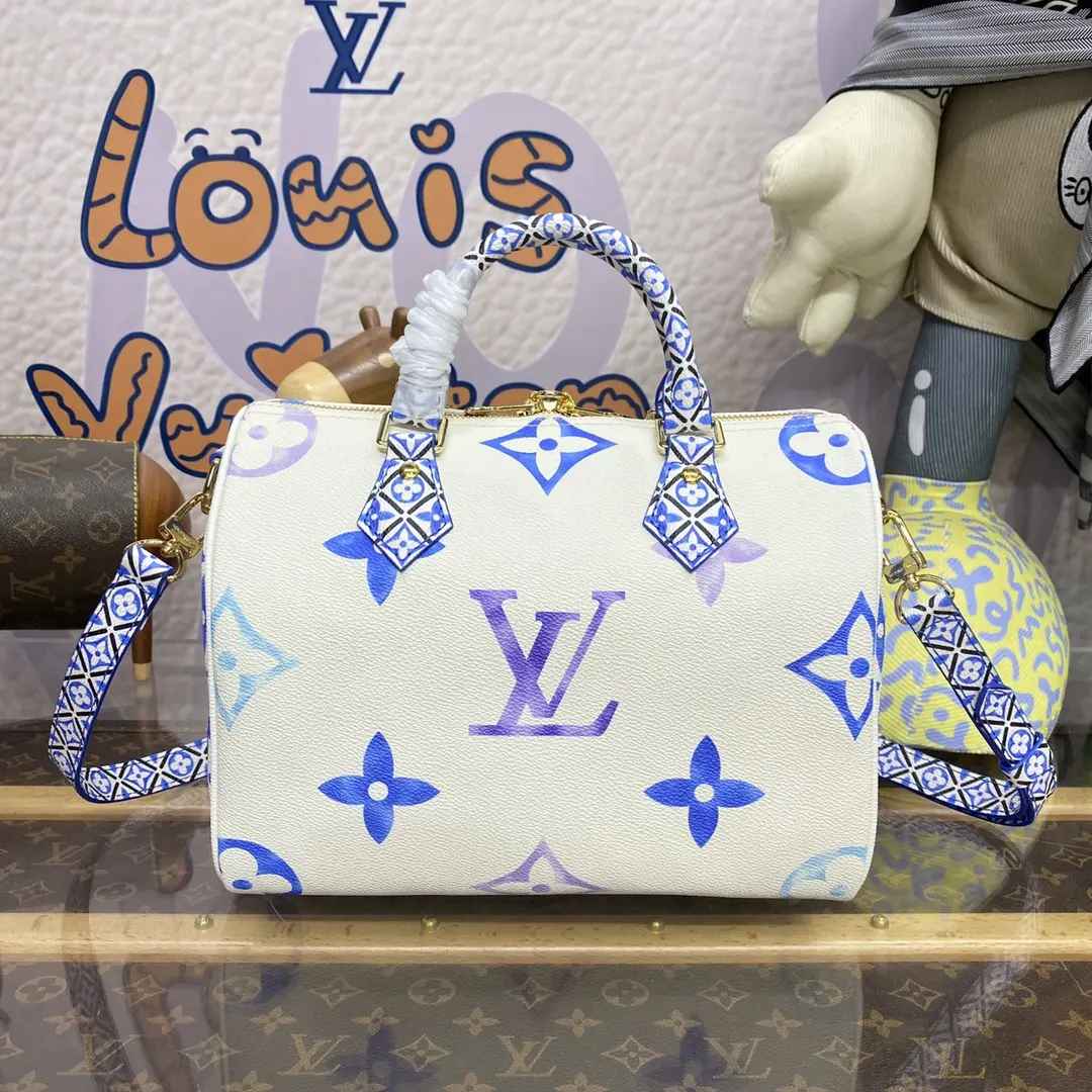 giant monogram speedy bandouliere 25 blue m22987 blue 4