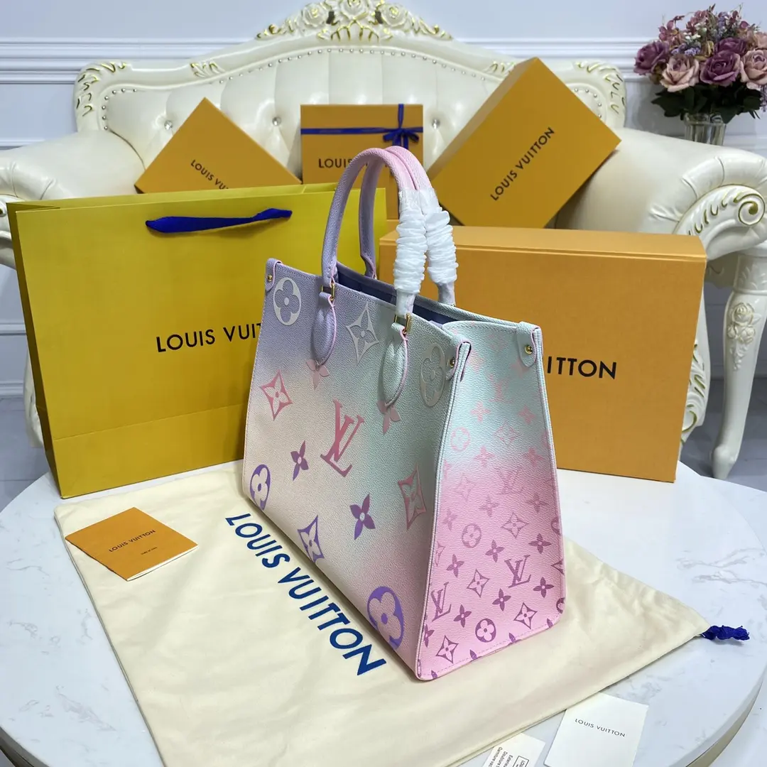 monogram canvas onthego mm tote pink m20510 pink 3