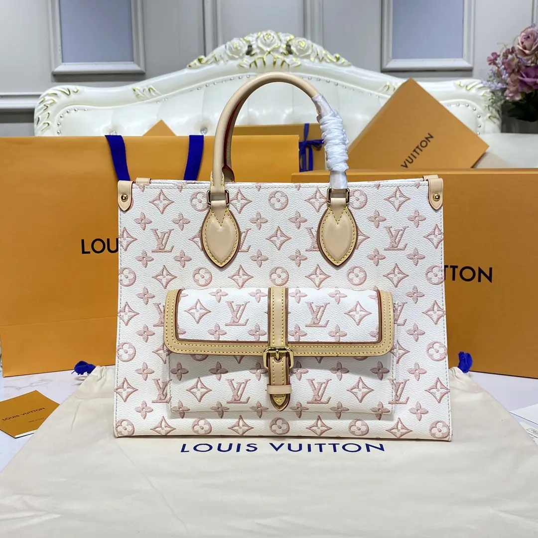 monogram coated onthego mm tote bag white m46154 white 1 monogram coated onthego mm tote bag white m46154 white 1