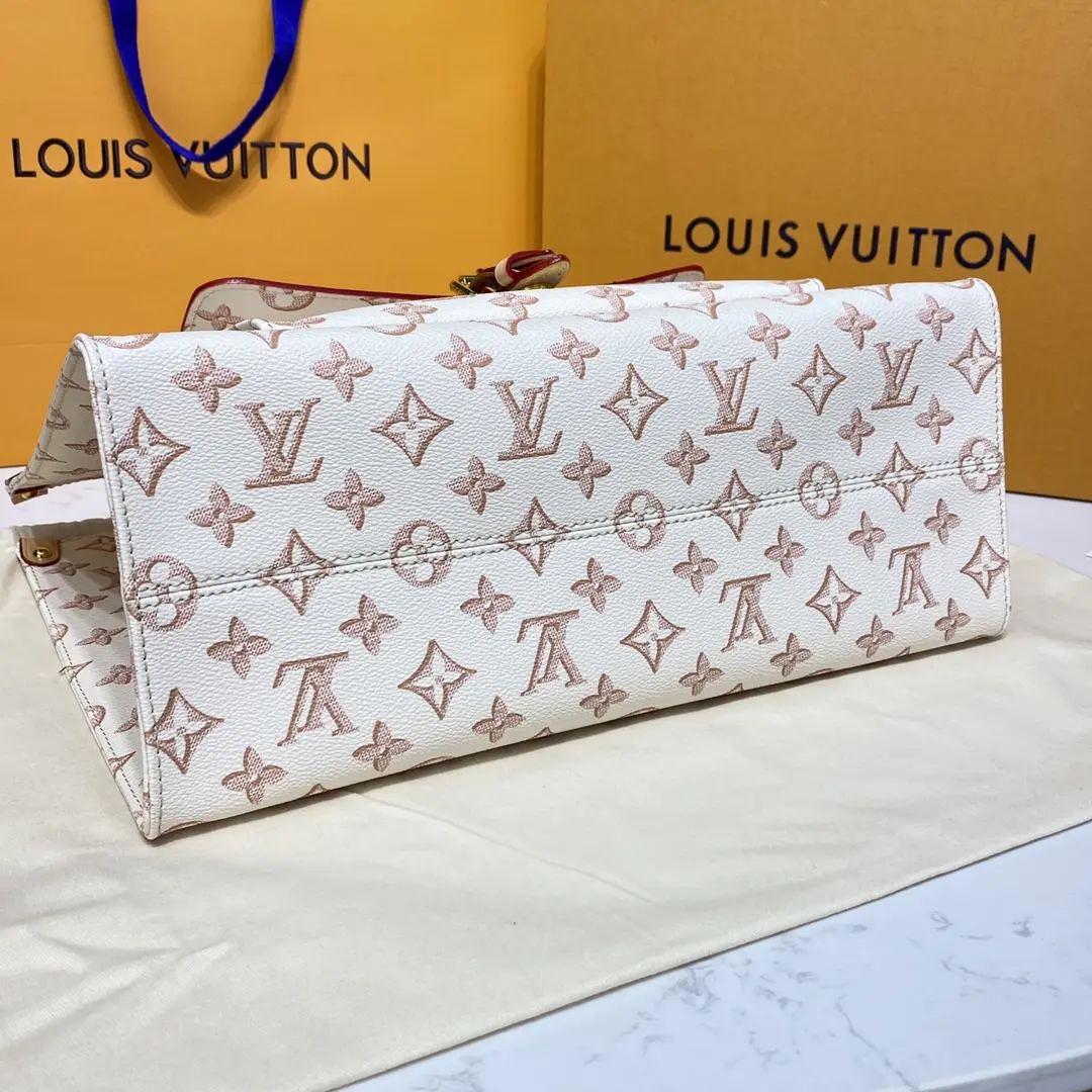 monogram coated onthego mm tote bag white m46154 white 5