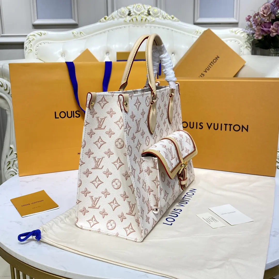 monogram coated onthego mm tote bag white m46154 white 6
