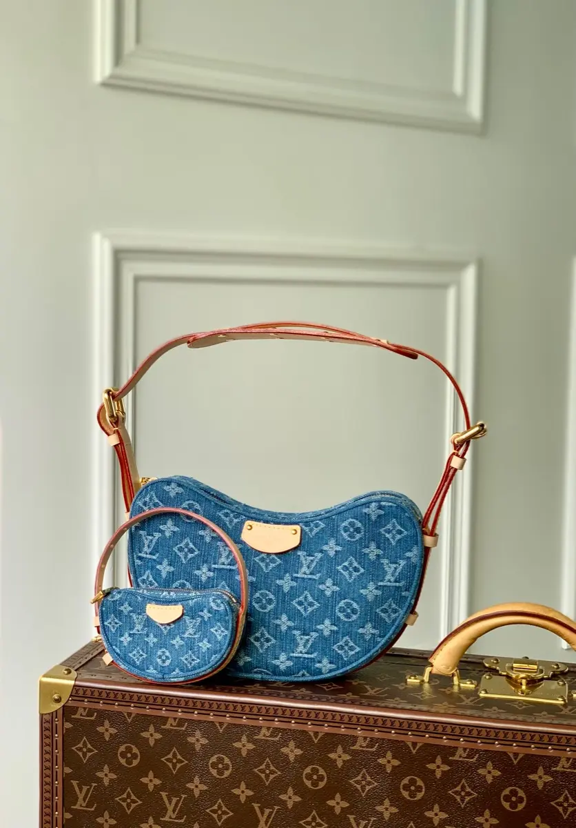 monogram denim croissant mm handbag m46856 10 monogram denim croissant mm handbag m46856 10