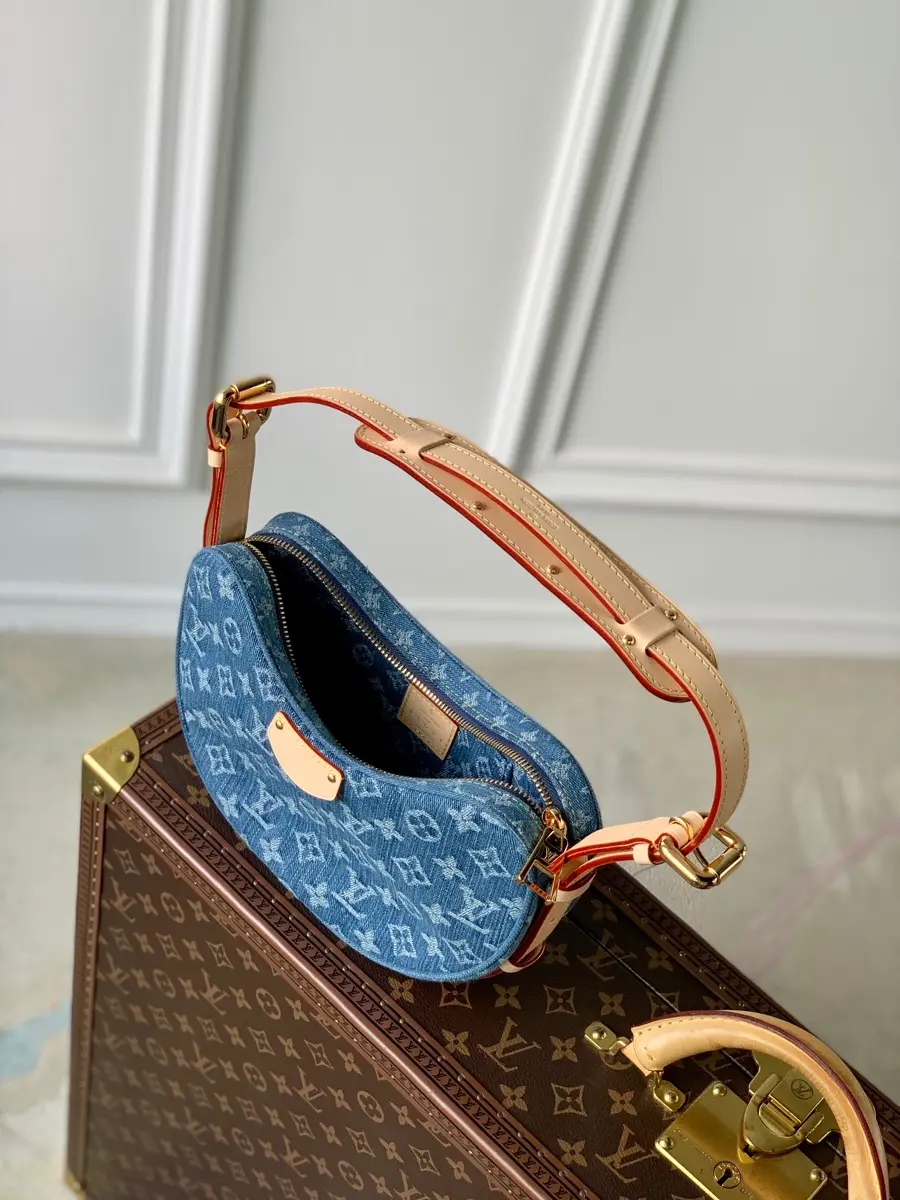 monogram denim croissant mm handbag m46856 5 monogram denim croissant mm handbag m46856 5