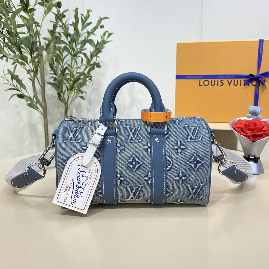 monogram denim keepall bandouliere 25 m22762 2