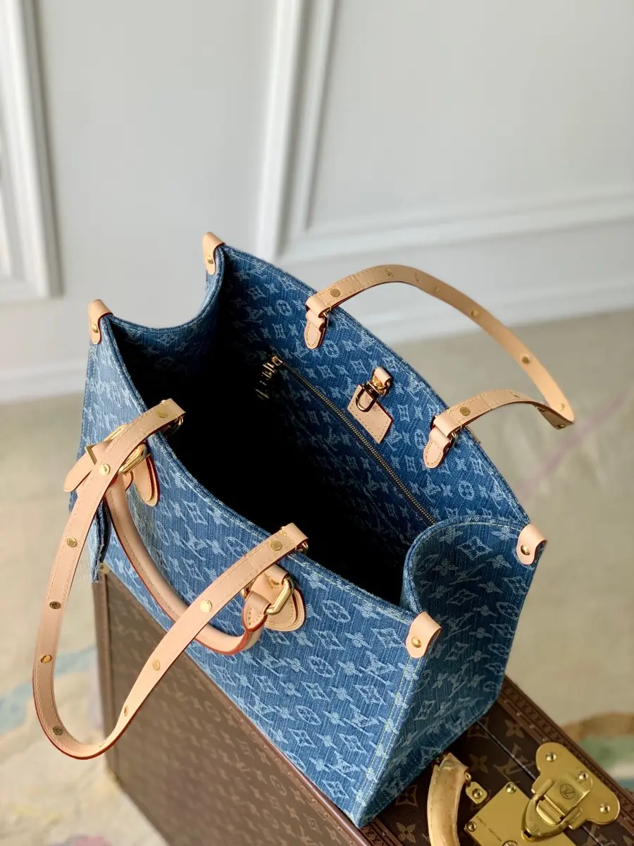 monogram denim onthego mm handbag m46871 4 monogram denim onthego mm handbag m46871 4