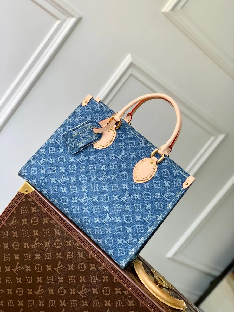 monogram denim onthego mm handbag m46871 9 monogram denim onthego mm handbag m46871 9